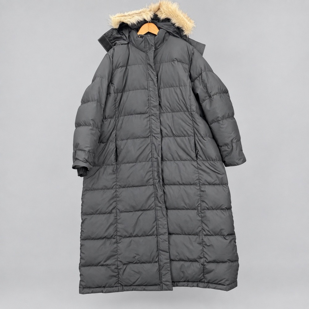 LL Bean Ultrawarm Long Down Coat 3X Black Hooded Faux Fur Puffer Parka 507411